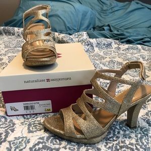 Naturalizer Dianna Gold Glitter Heels